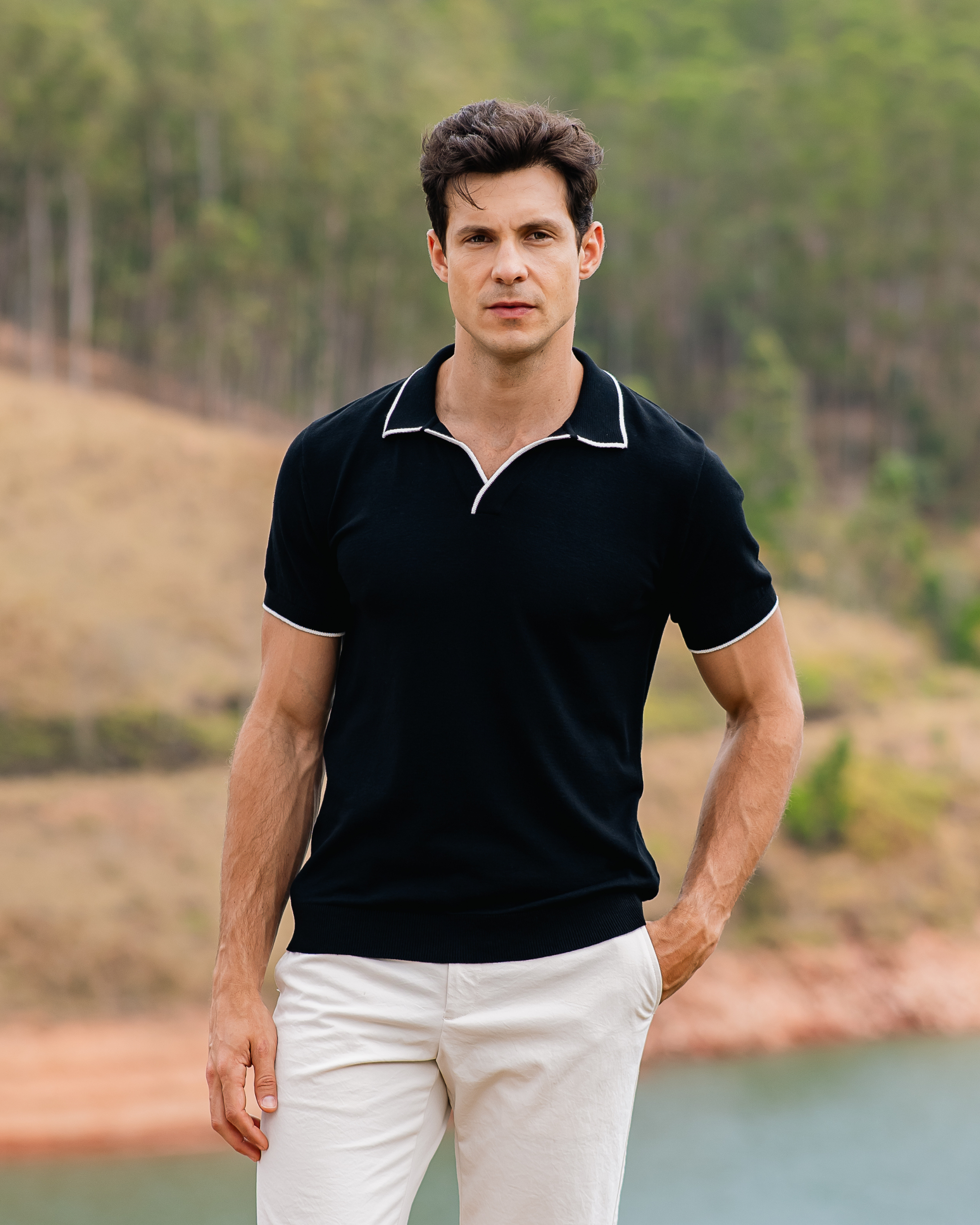 Camisa Polo em Tricot