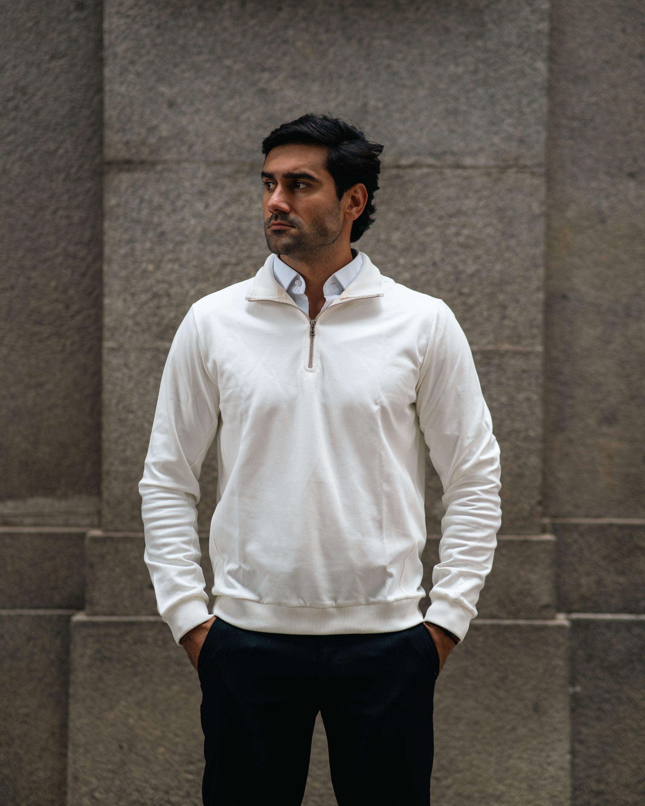 Suéter Zip-Neck – Off White