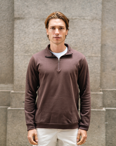 Suéter Zip-Neck – Marrom Expresso