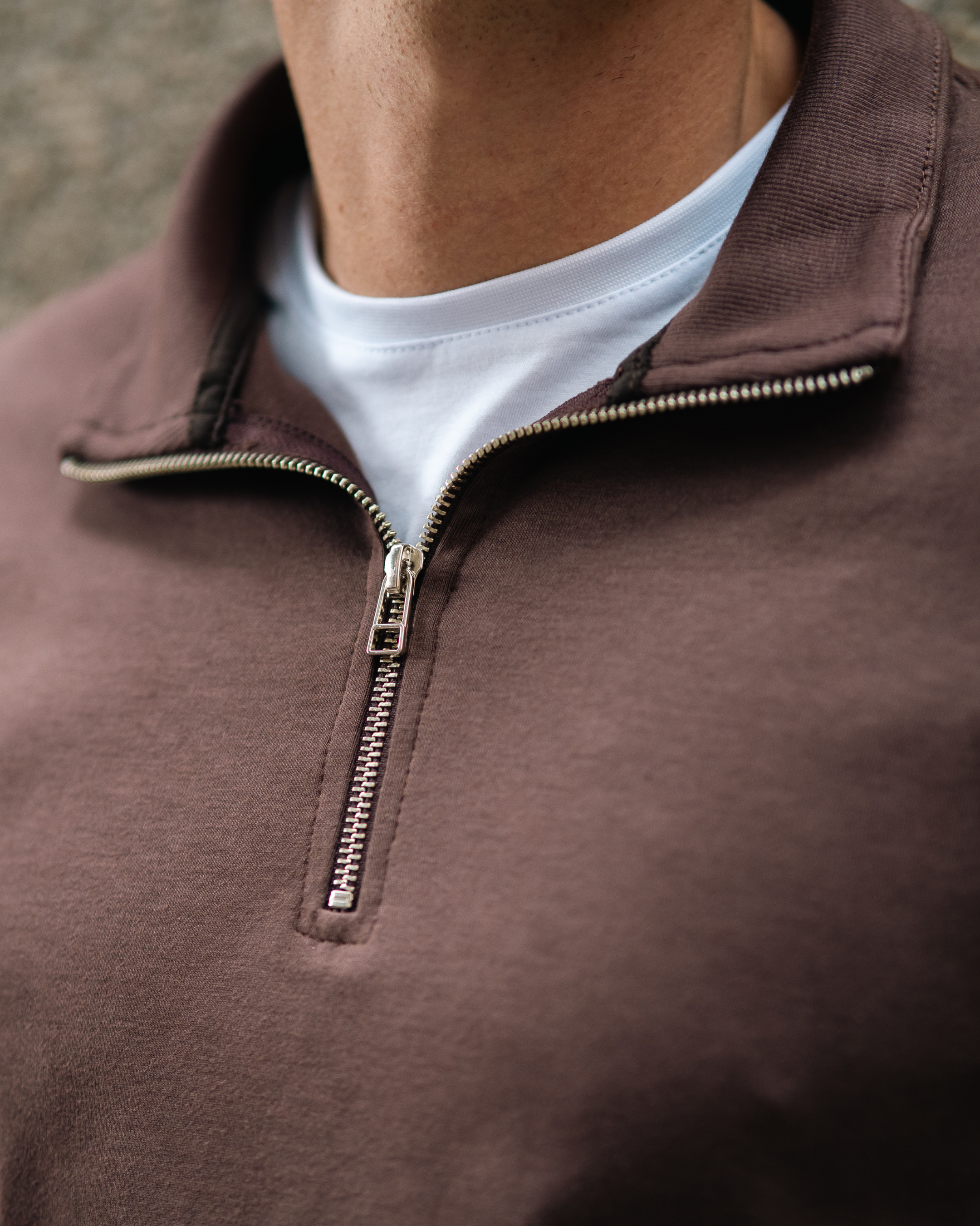Suéter Zip-Neck – Marrom Expresso