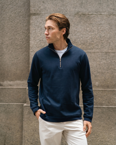 Suéter Zip-Neck – Azul Marinho