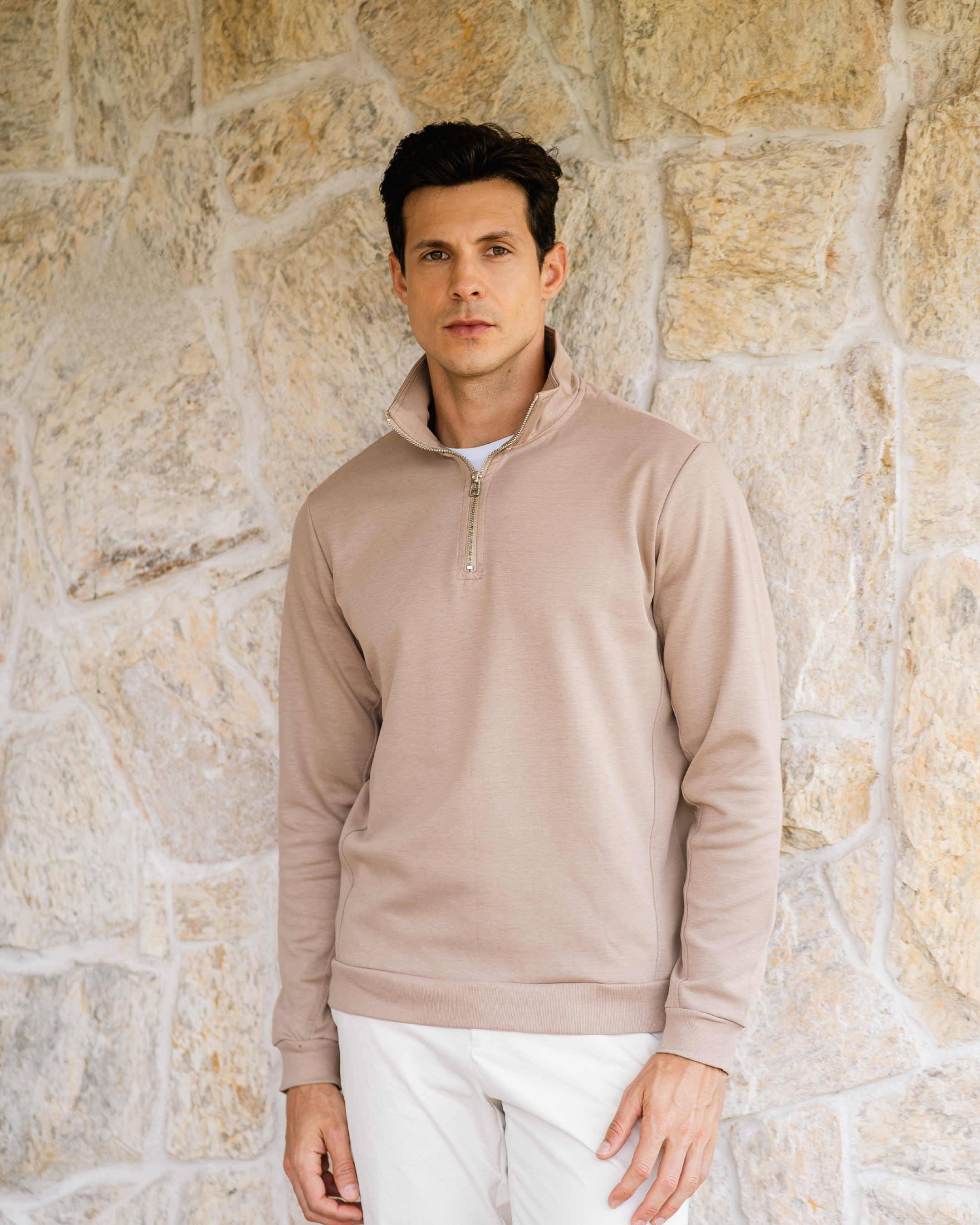 Suéter Zip-Neck Khaki — Parla