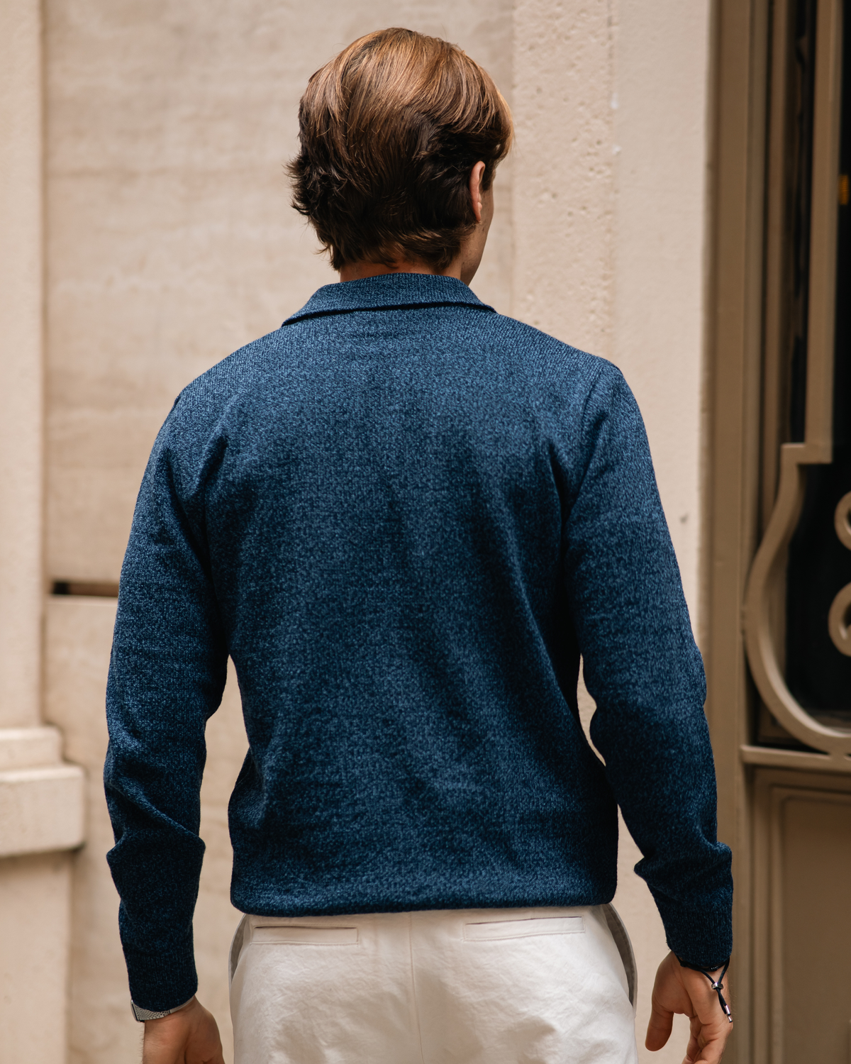 Sueter Gola Polo em lã masculino azul marinho costas