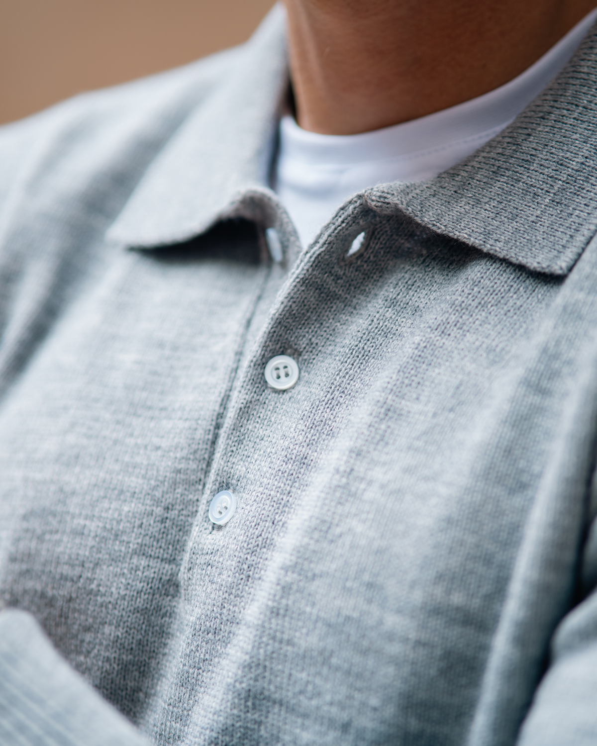 Sueter em gola polo cinza mescla masculino tricot Parla detalhes botões