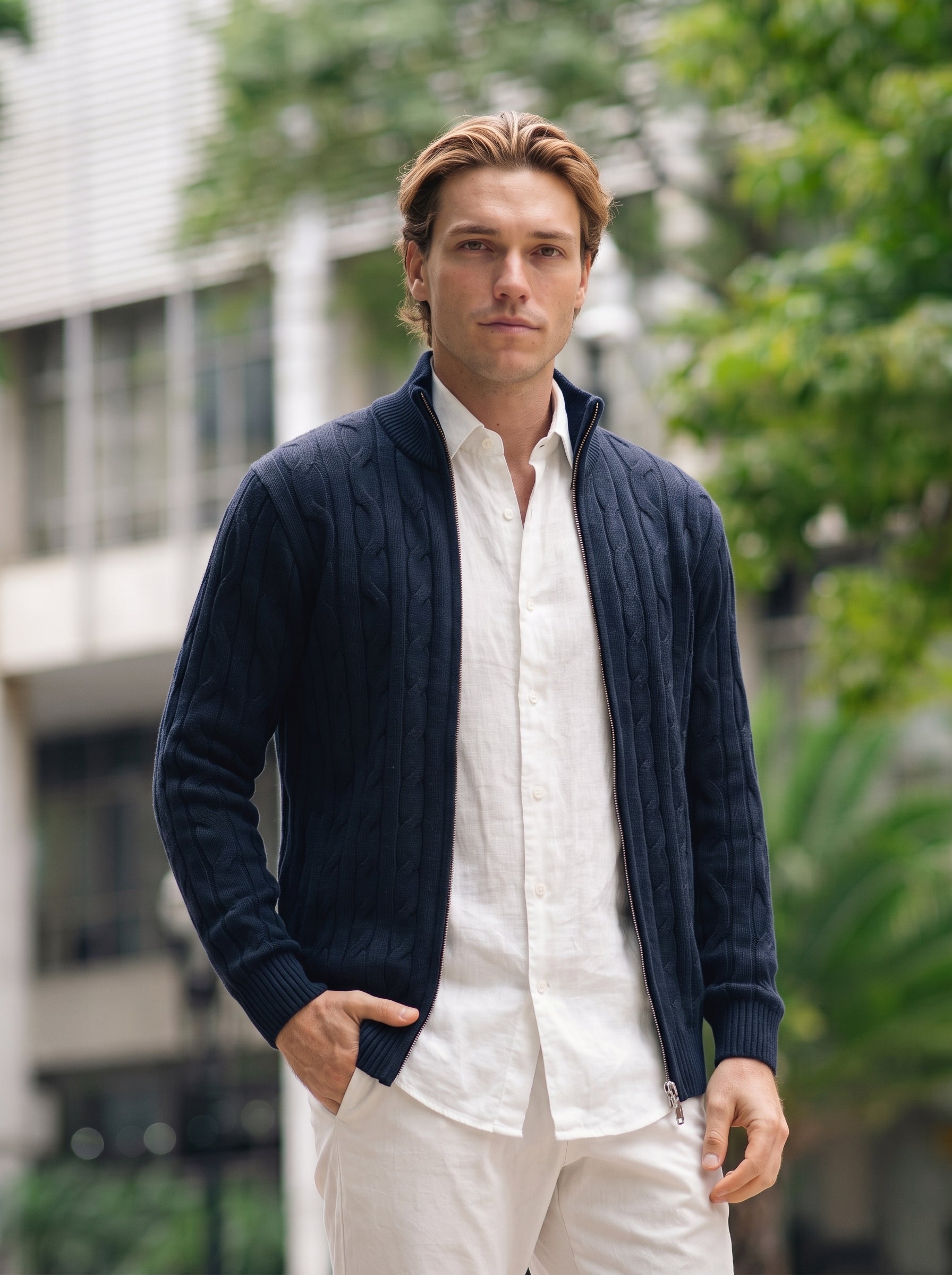 Tricot Full Zip – Azul Marinho