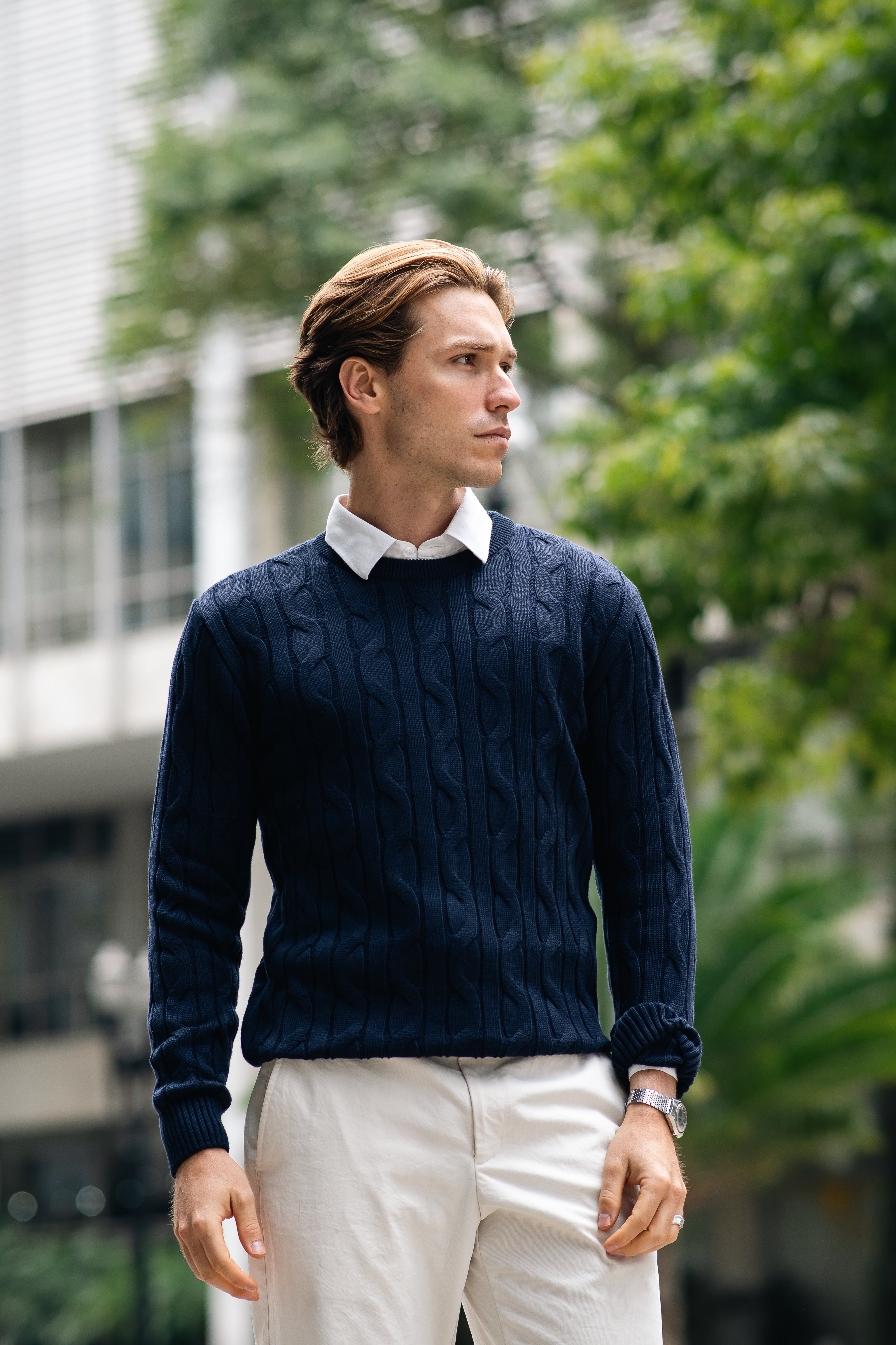 Tricot Trançado – Azul Marinho