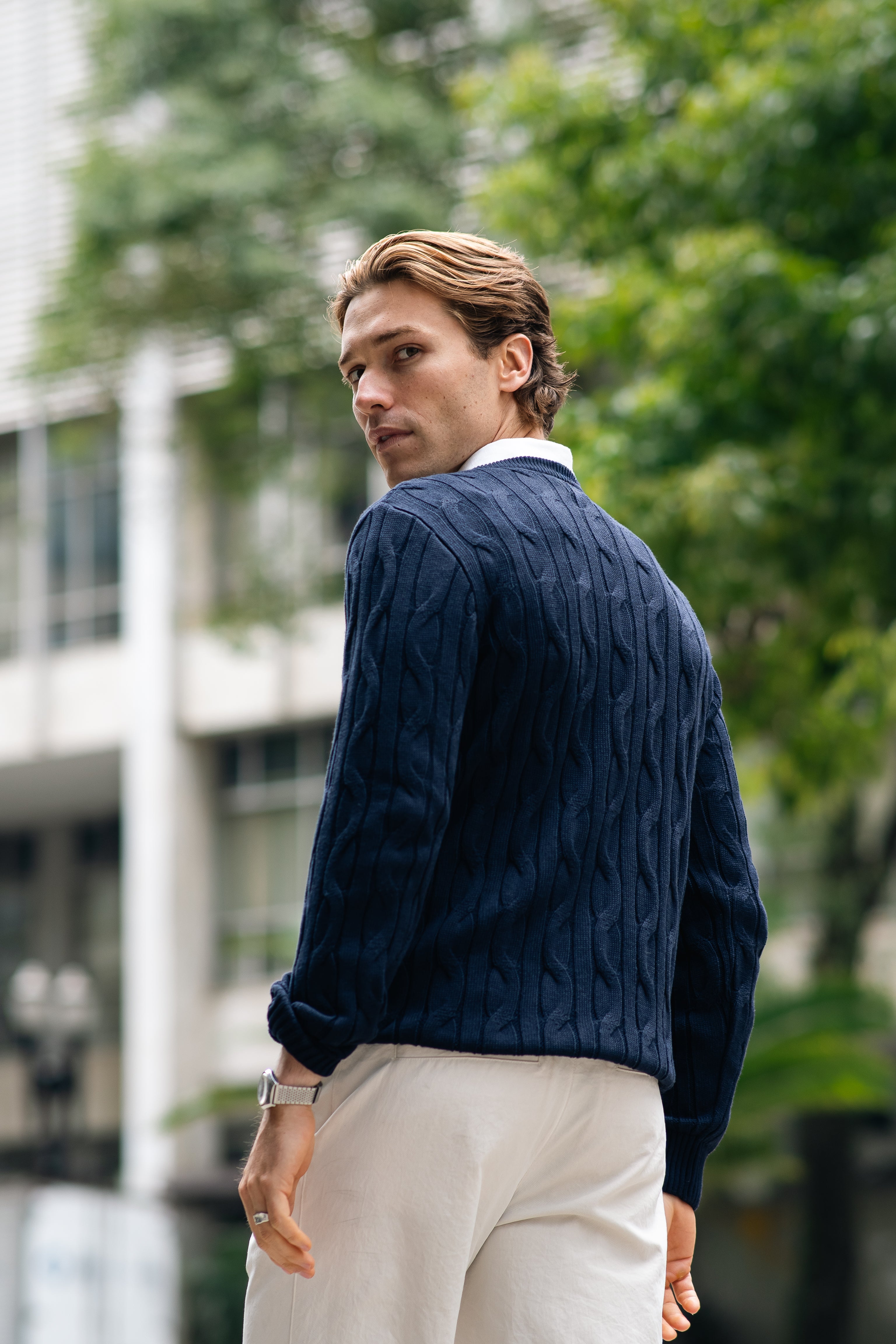 Tricot Trançado – Azul Marinho