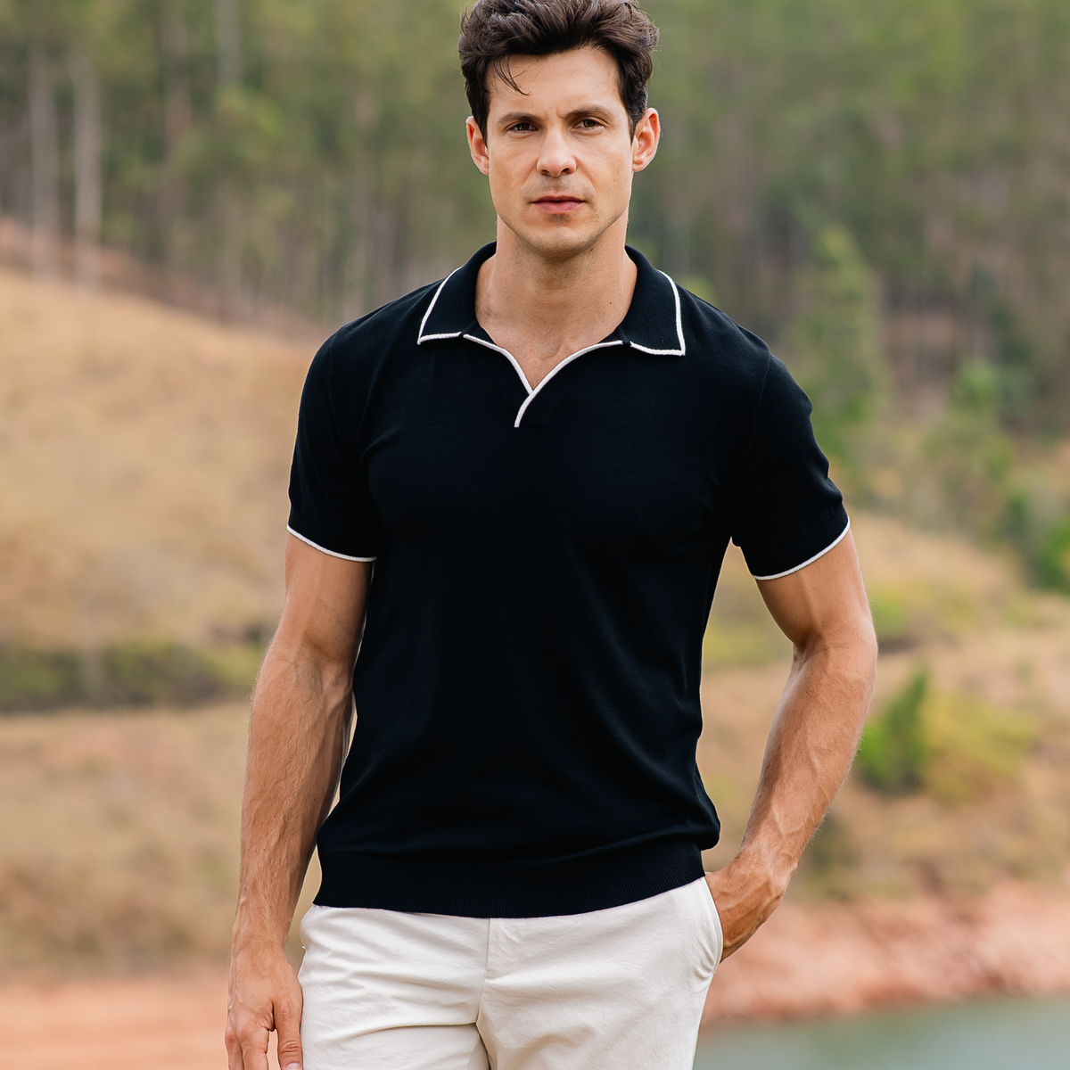 Camisa Polo em Tricot
