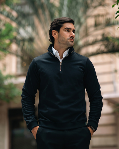 Suéter Zip-Neck – Preto