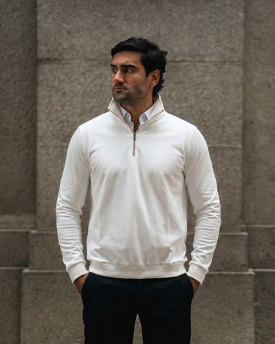 Suéter Zip-Neck – Off White