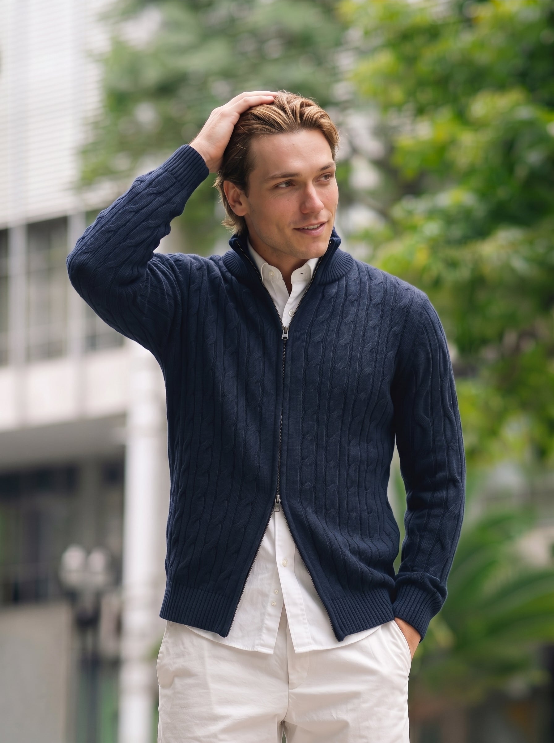Tricot Full Zip – Azul Marinho