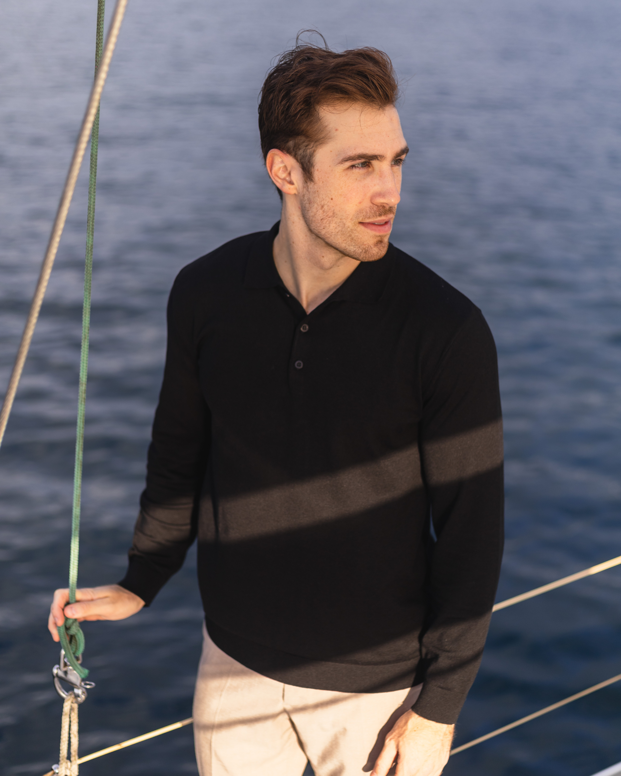 Camisa Polo Manga Longa Tricot