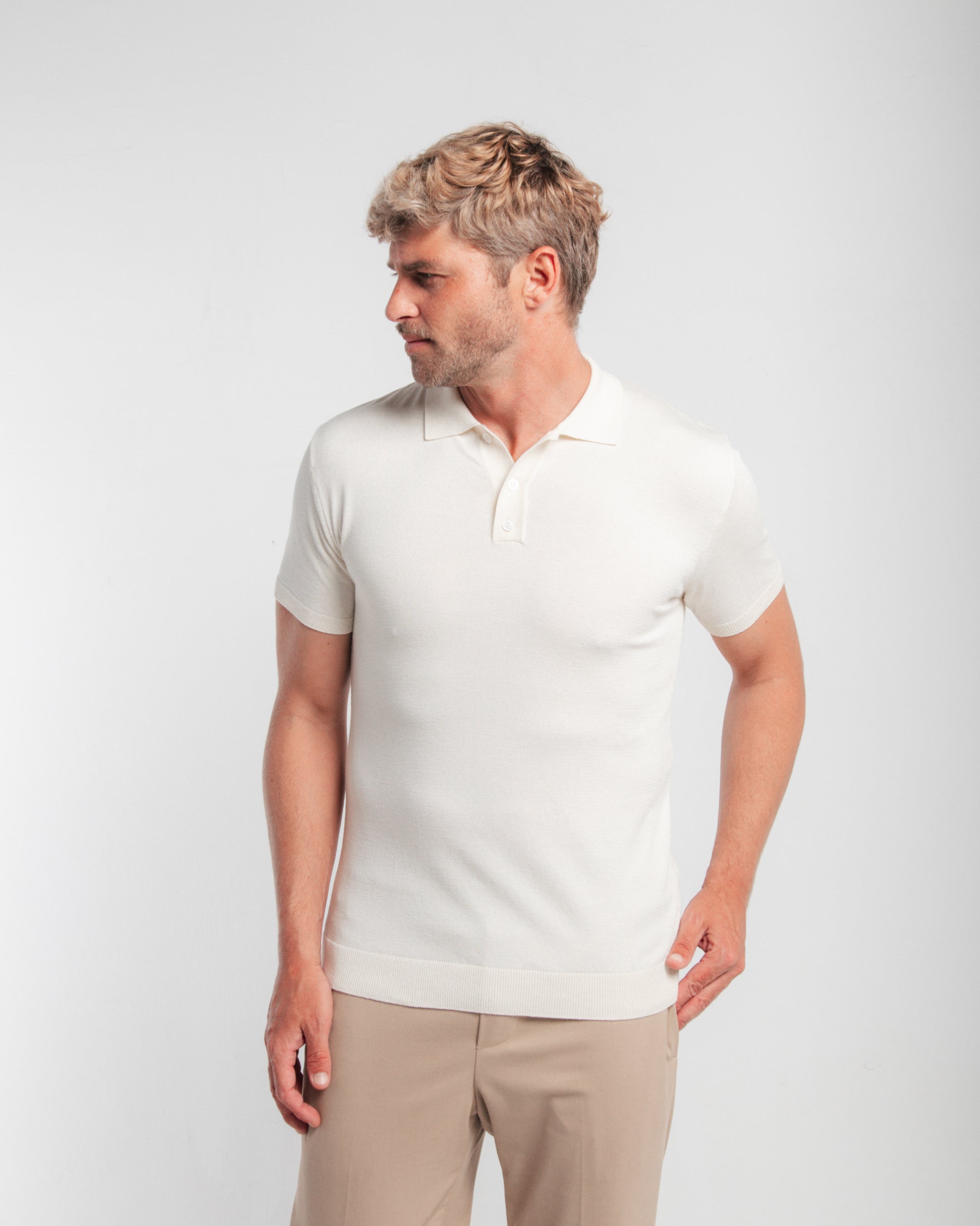 Camisa Polo Tricot – Off White