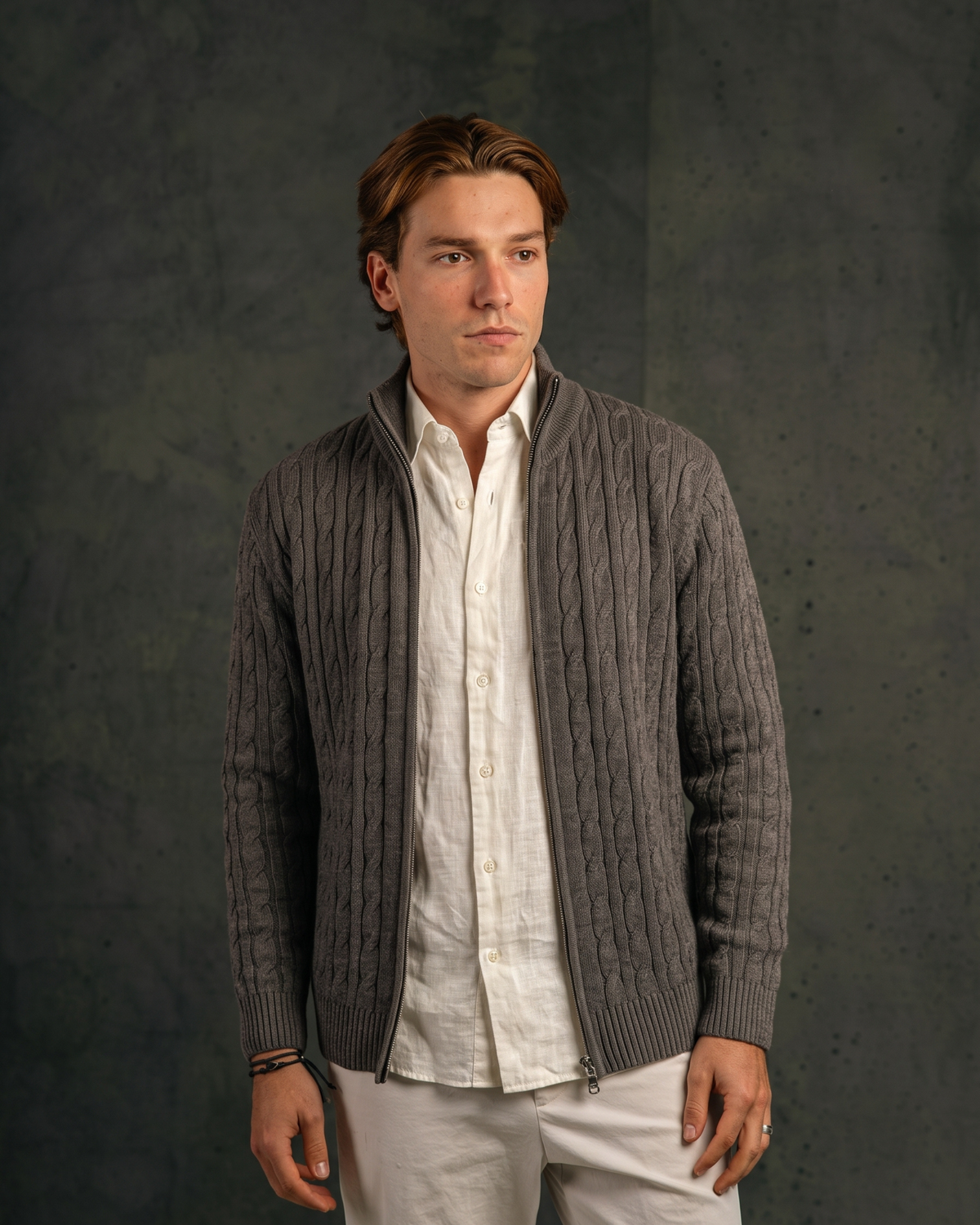 Tricot Full Zip – Cinza Mescla