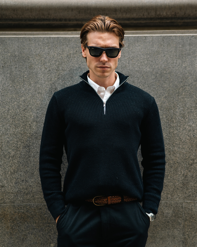 Tricot Quarter-Zip – Preto