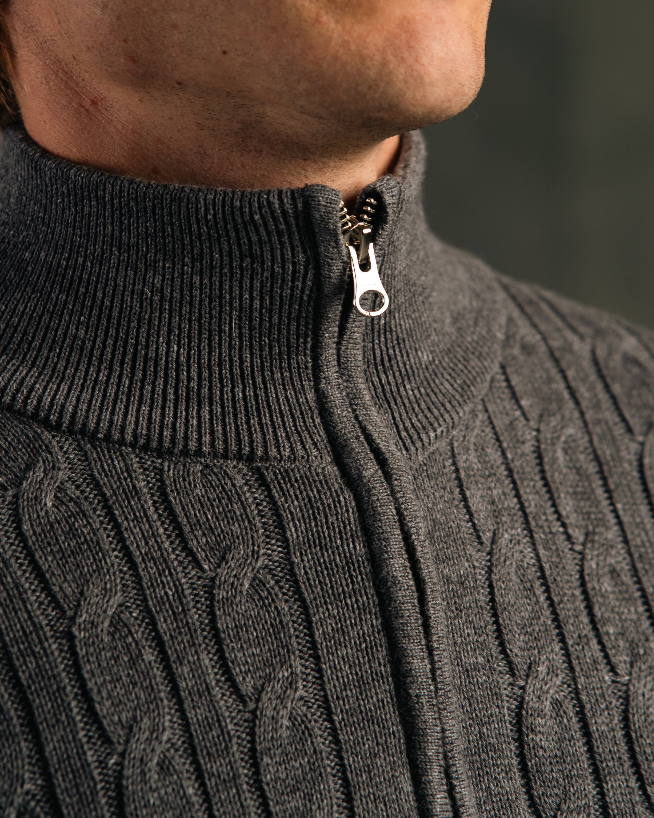 Tricot Full Zip – Cinza Mescla