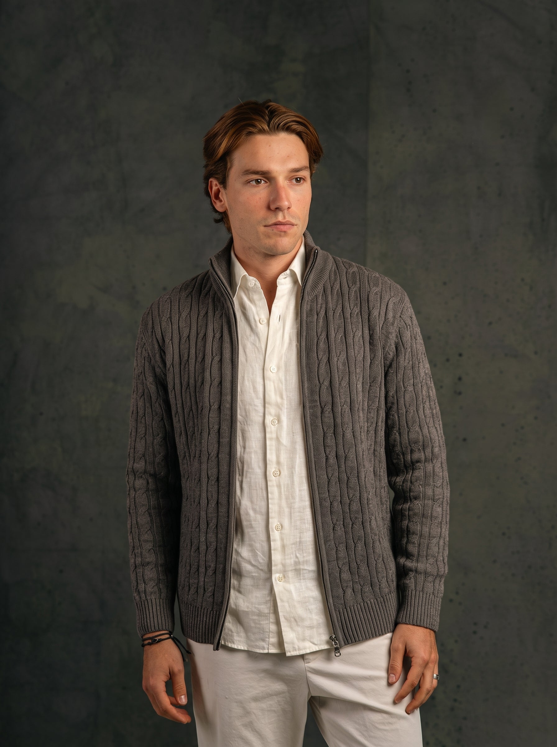 Tricot Full Zip – Cinza Mescla